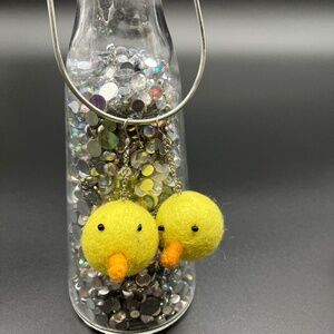 Felt Chick Earrings, Felt Chicken Earrings